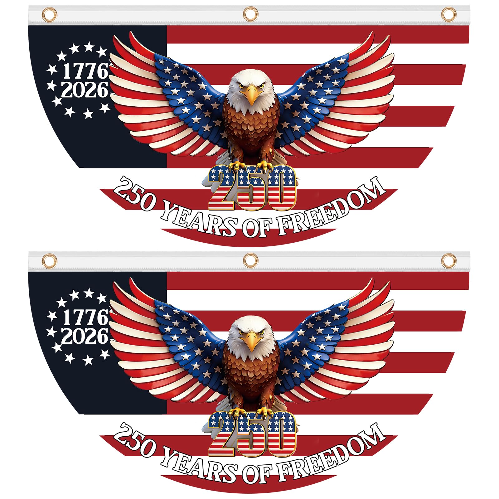 Sophena 2PCS 250th Anniversary USA Bunting Flag front view with eagle design