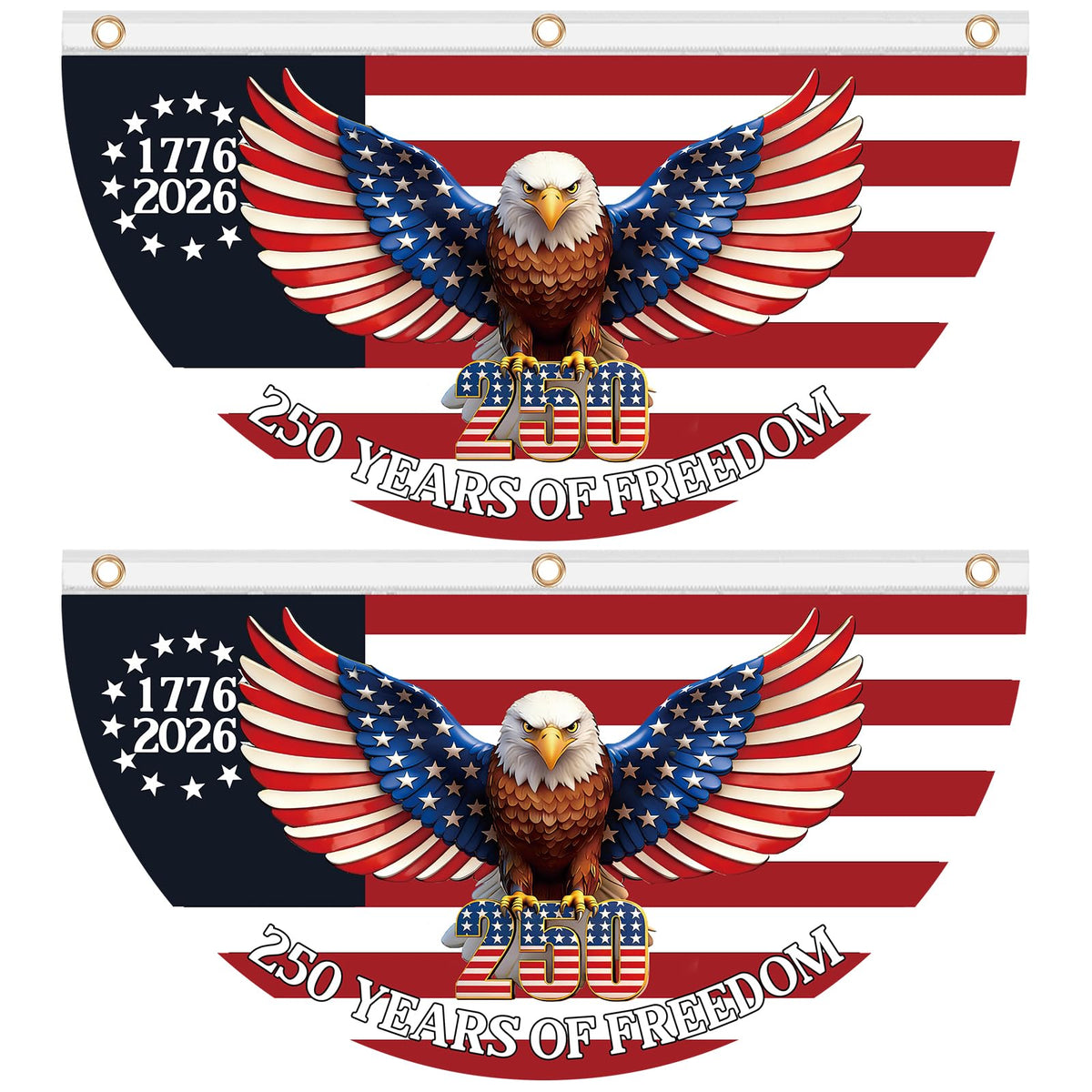 Sophena 2PCS 250th Anniversary USA Bunting Flag front view with eagle design