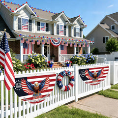 Sophena 4x2 feet USA Bunting Flag hanging on a porch