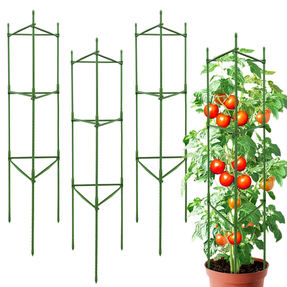 SORANGEUN 4 Pack 48 Inch Tomato Cages front view