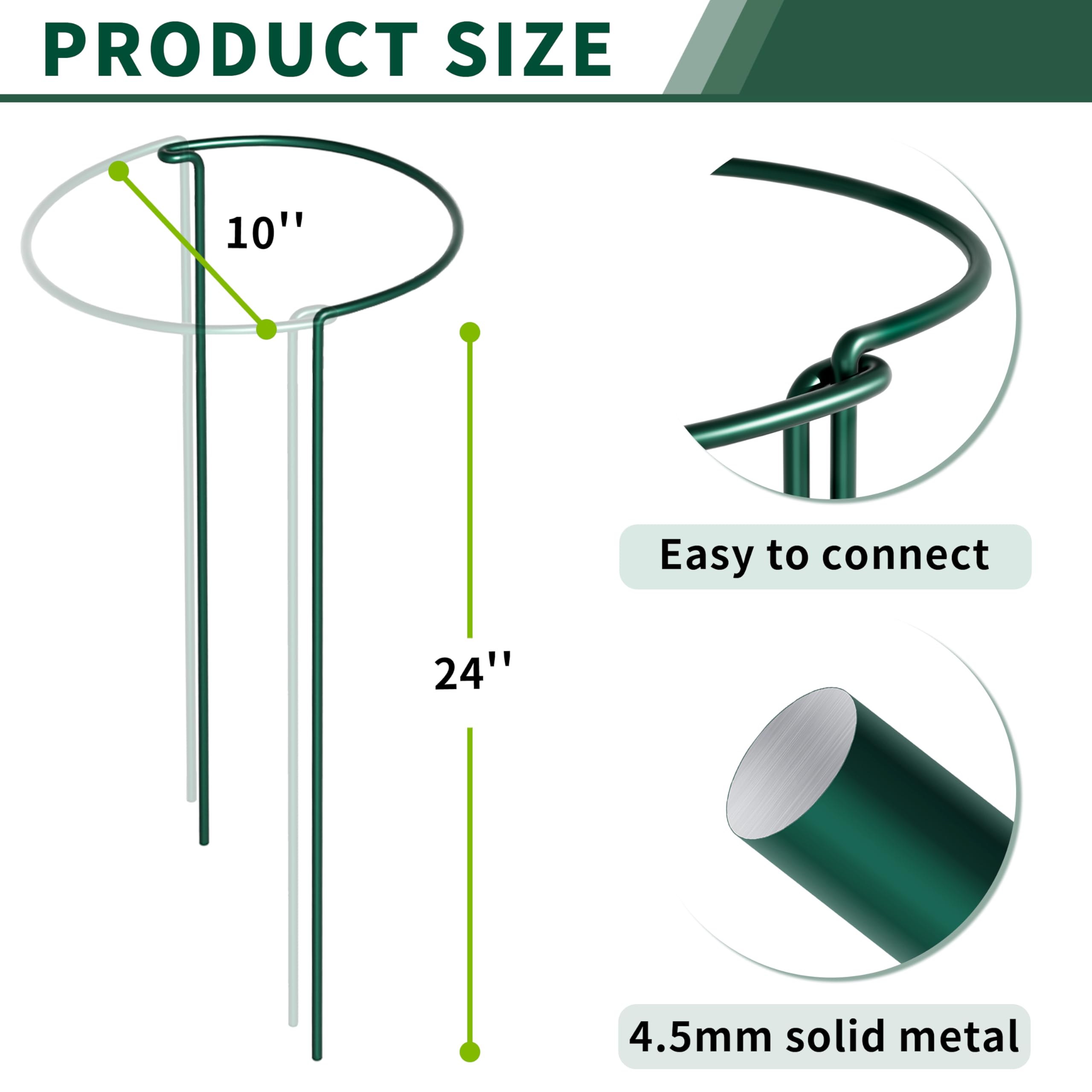 SORANGEUN heavy-duty metal plant support stakes in green