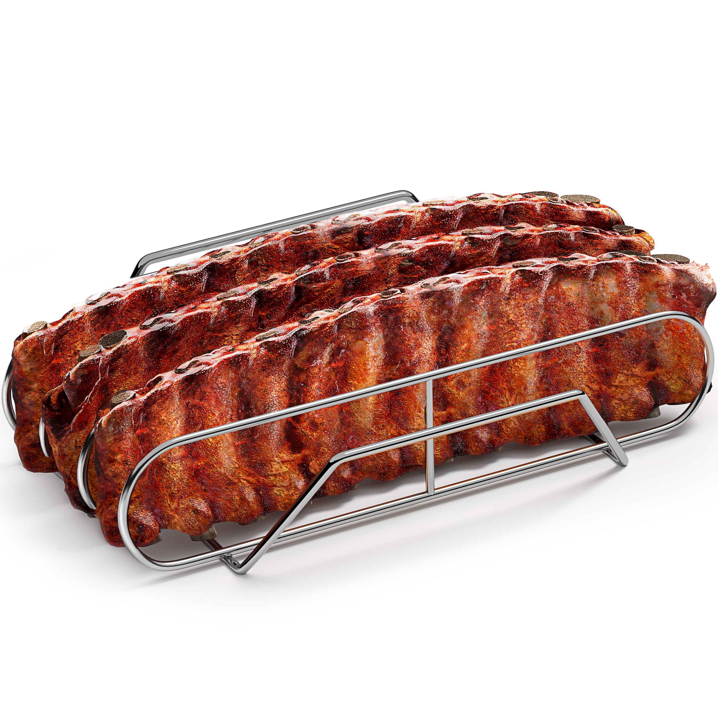 Sorbus Rib Rack for Smoking front view in stainless steel