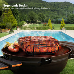 Sorbus Rib Rack in use at a barbecue with ribs