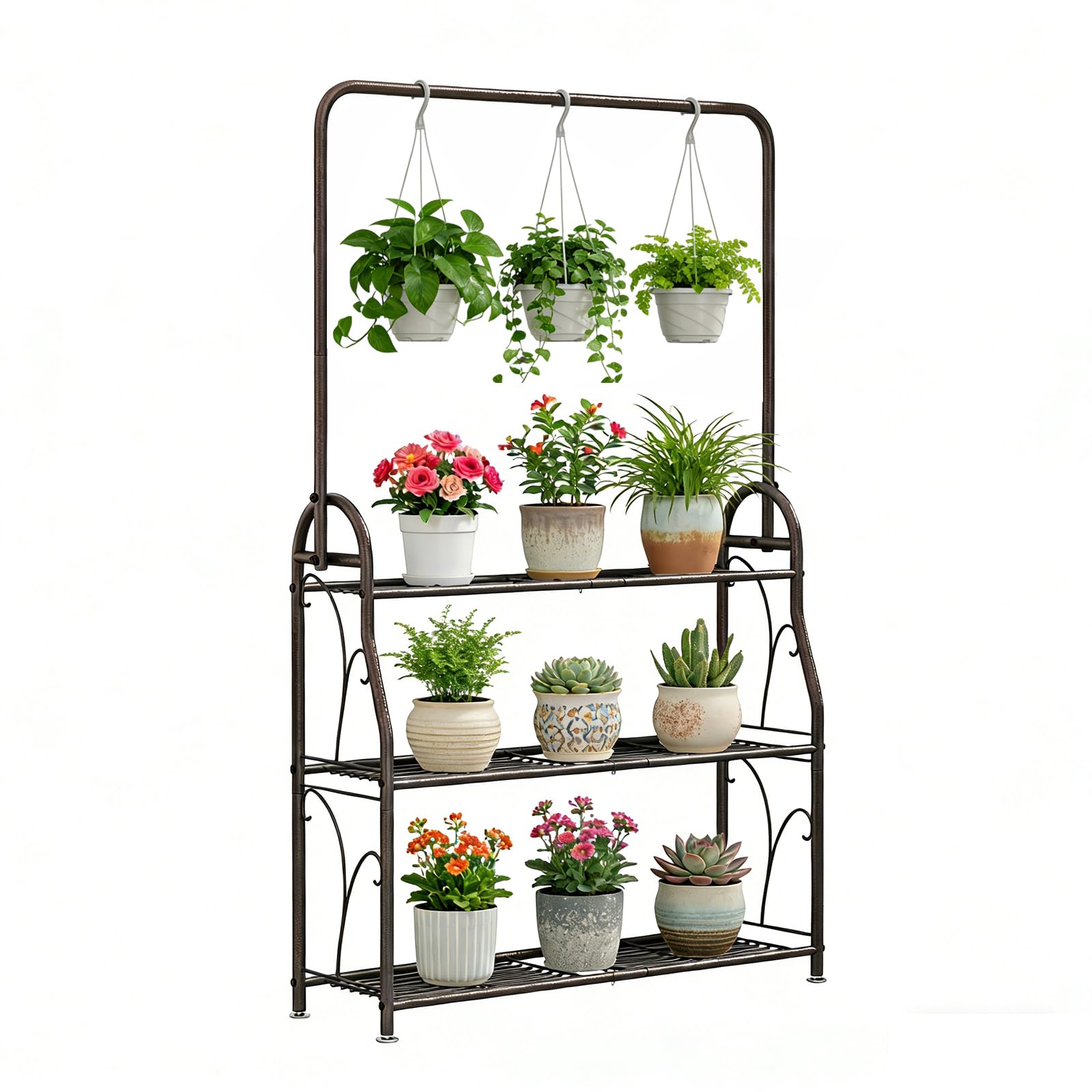 SORCEDAS 3 Tier Plant Stand bronze metal front view