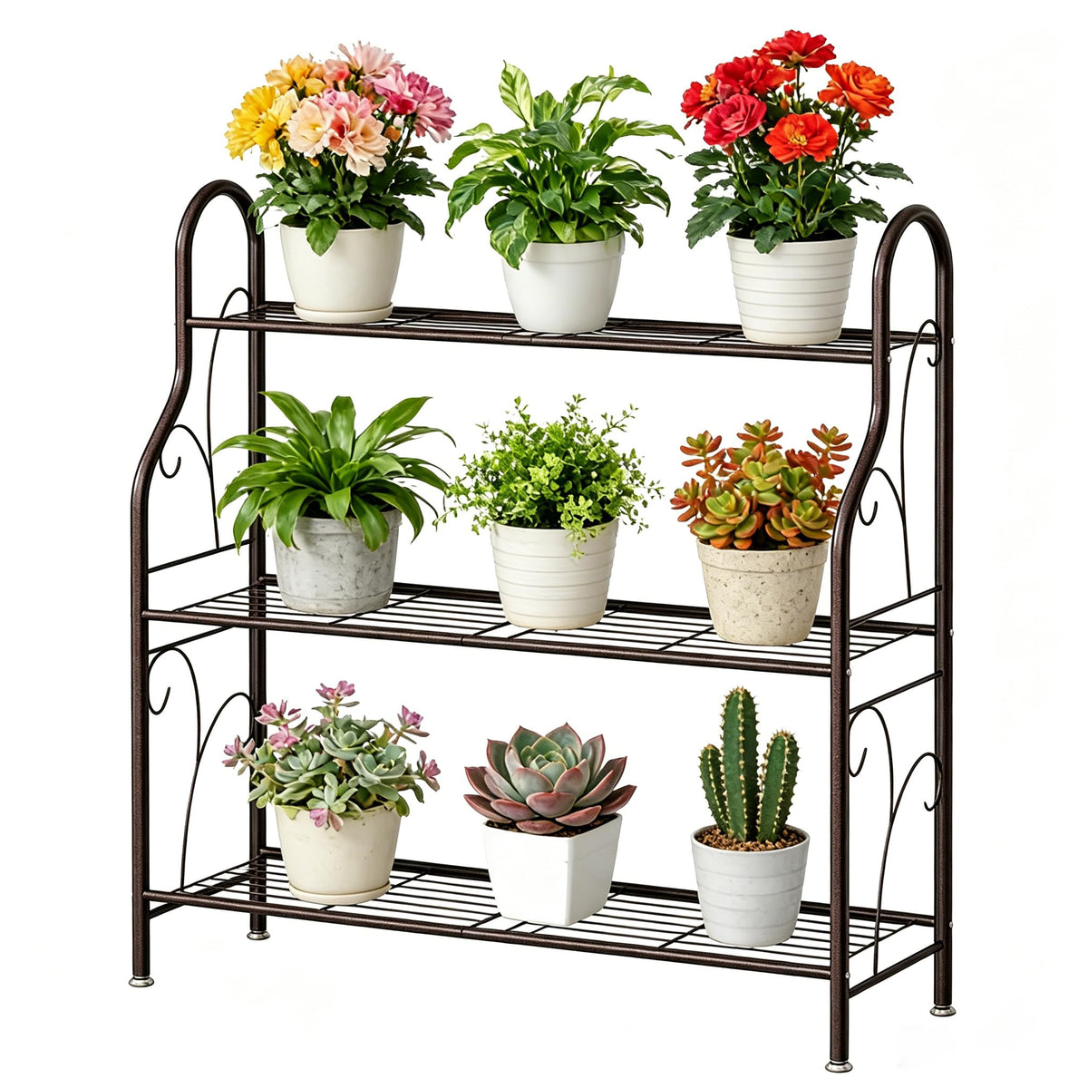 SORCEDAS 3 Tier Plant Stand in bronze front view