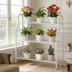 SORCEDAS Plant Stand showing three tiers filled with flowers