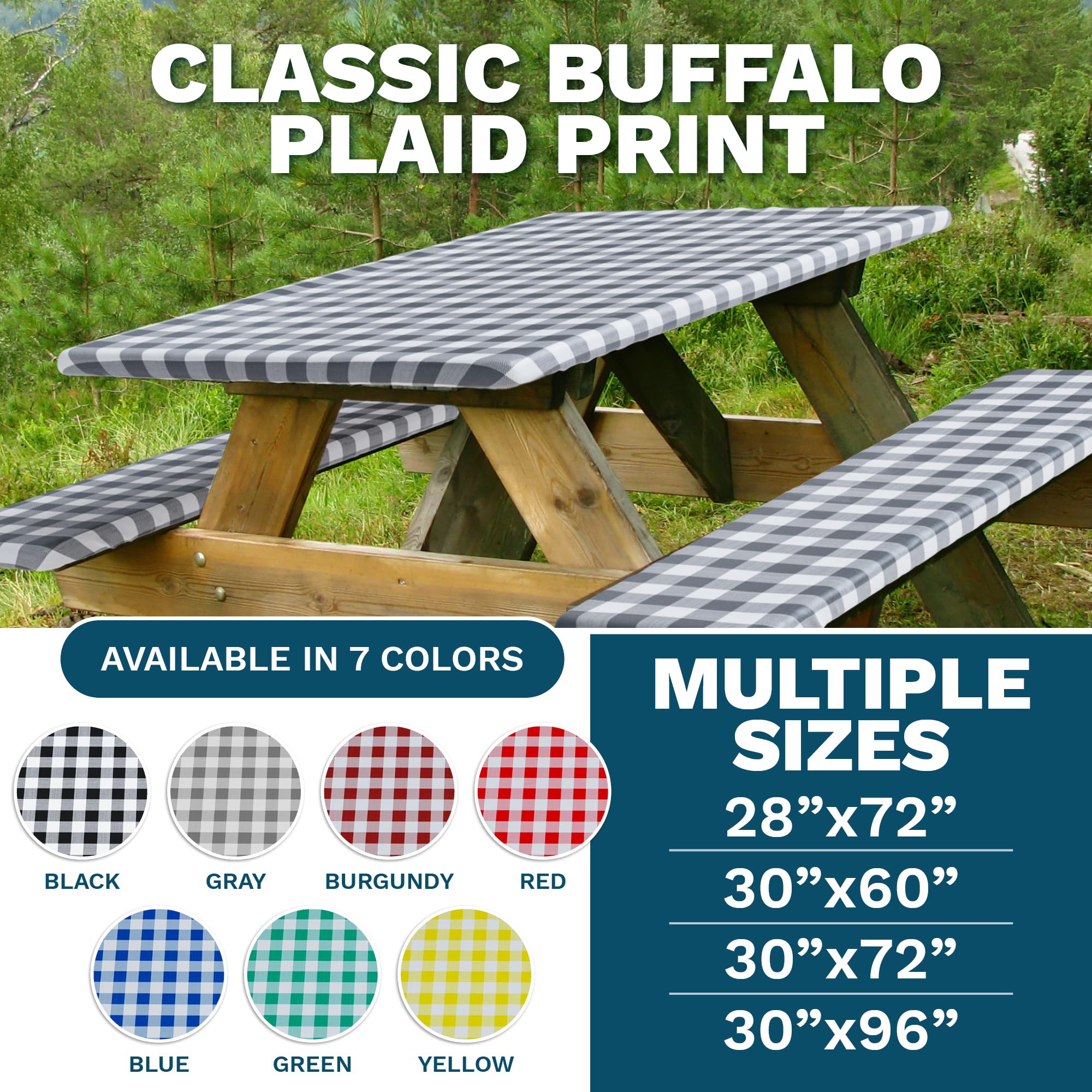 Sorfey Picnic Table Cover showing elastic stretchable corners