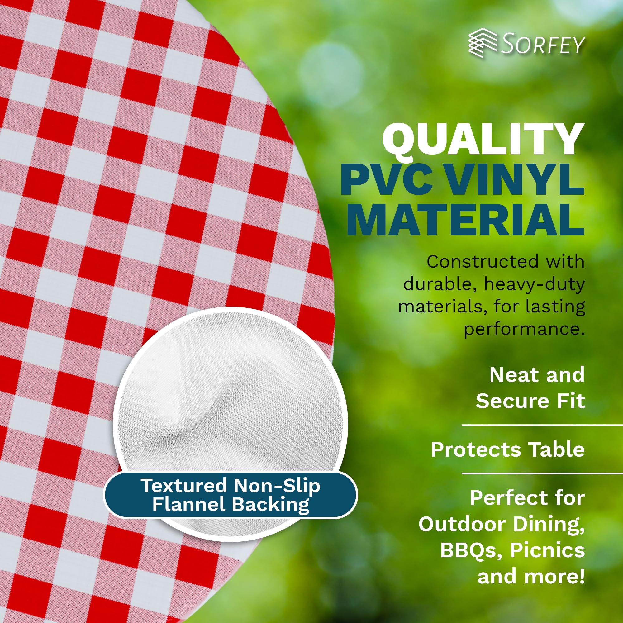 Sorfey Tablecloth set up at a backyard BBQ