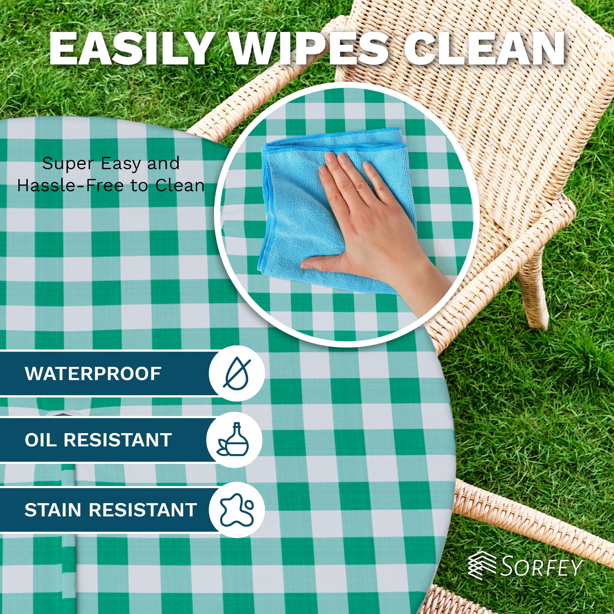 Sorfey Vinyl Tablecloth folded for storage