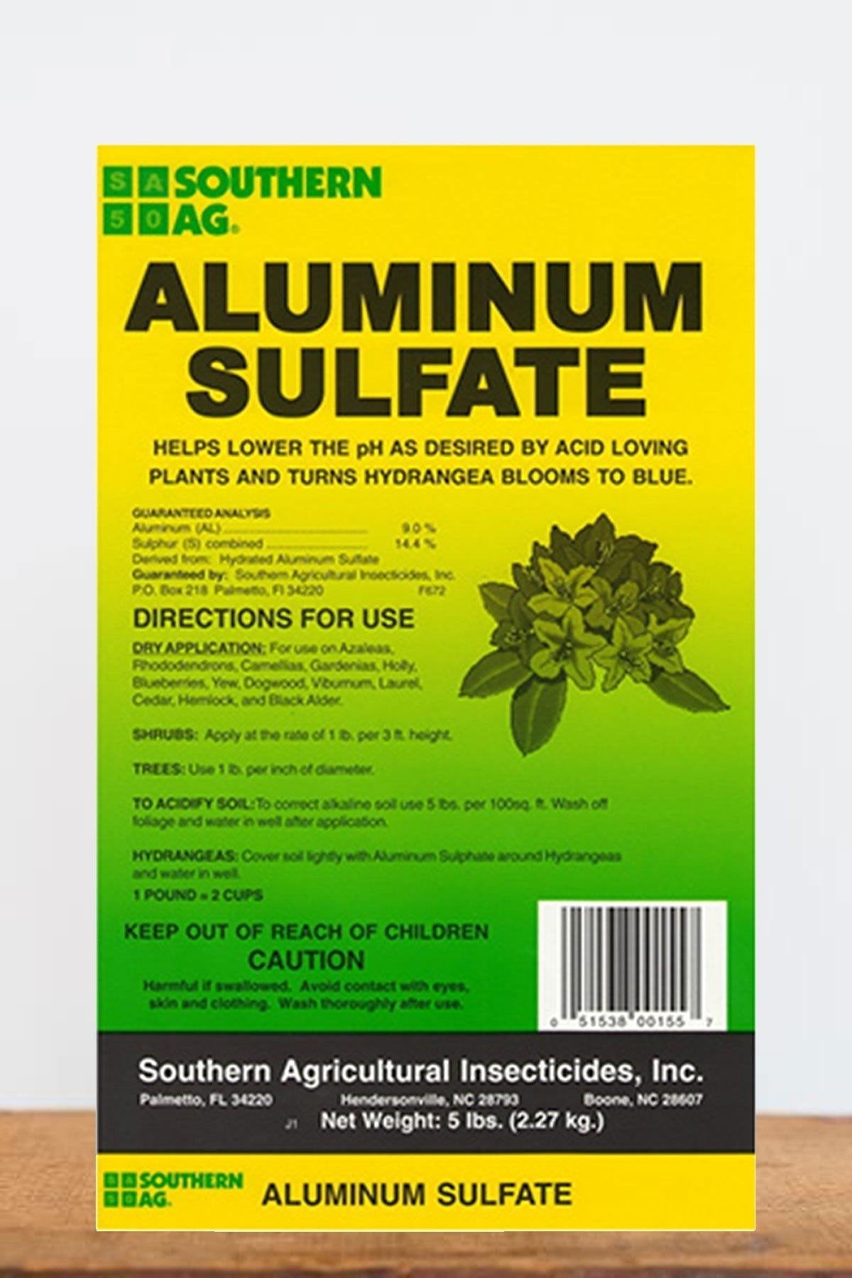 Southern Ag Aluminum Sulfate 5 LB bag front view