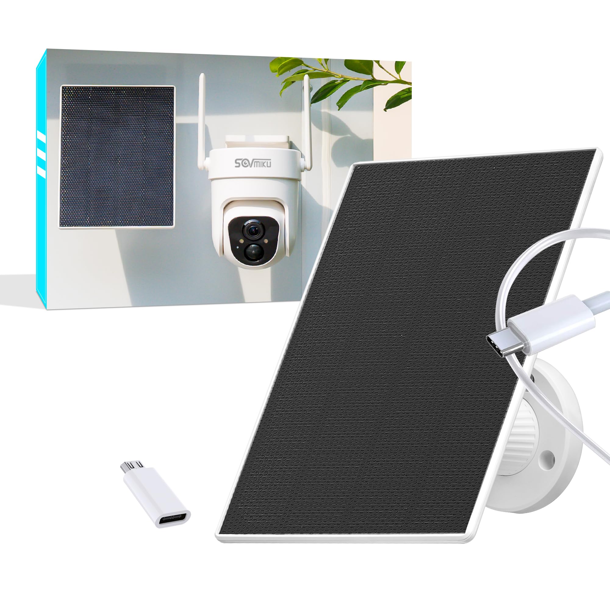 SOVMIKU 5V Solar Panel front view with adjustable mount