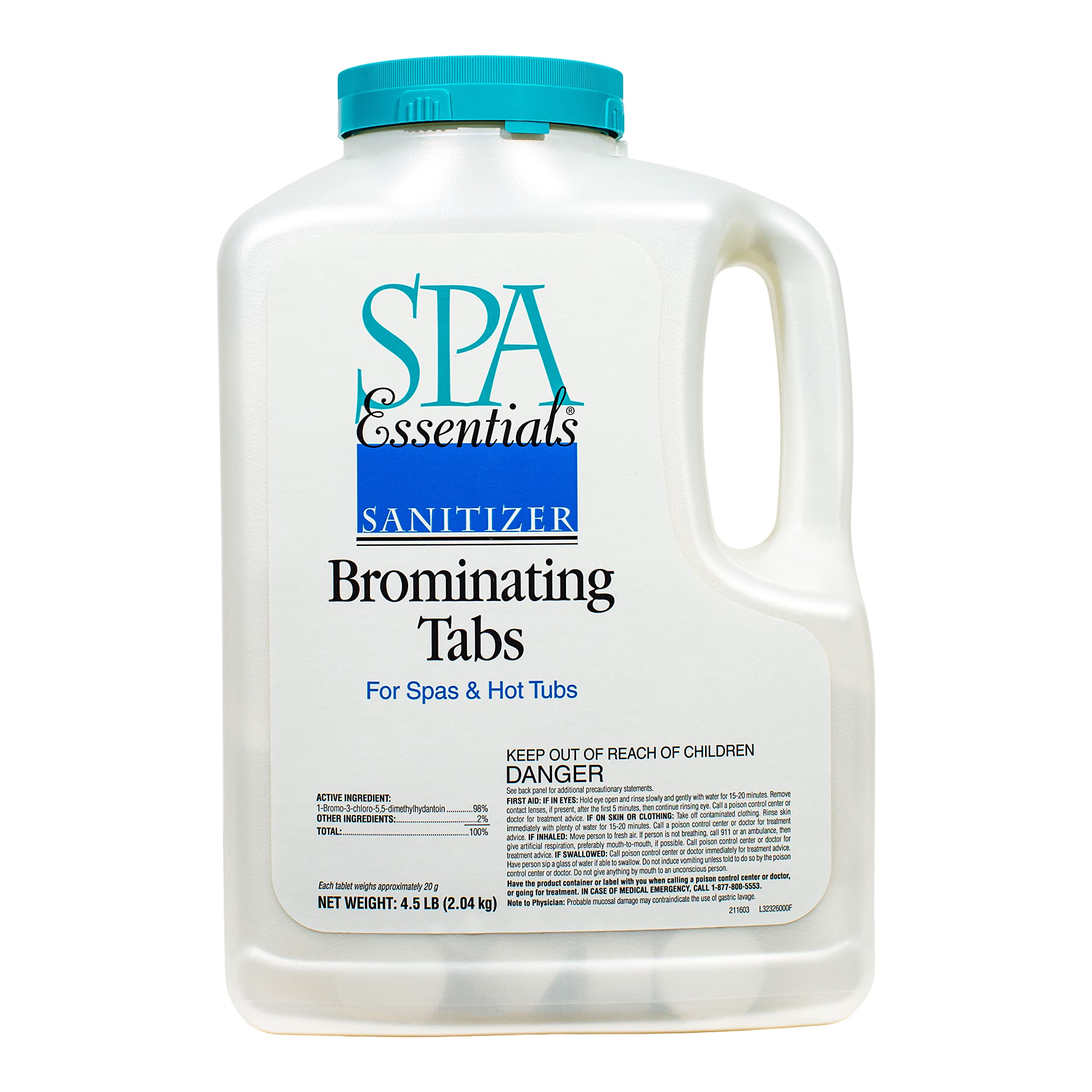 Spa Essentials Brominating Tablets 4.5 lb white tablets in packaging