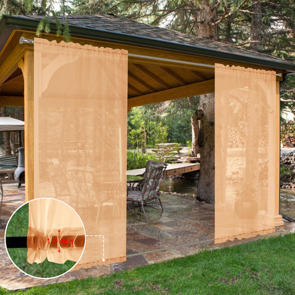 SpaceDresser outdoor sheer curtains in a garden setting