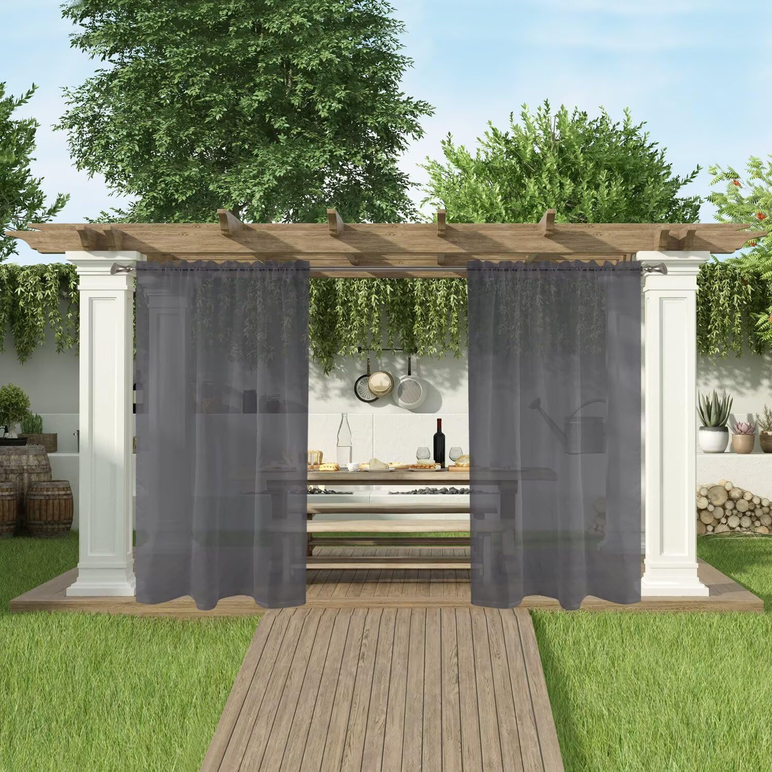 SpaceDresser sheer curtains in outdoor setting