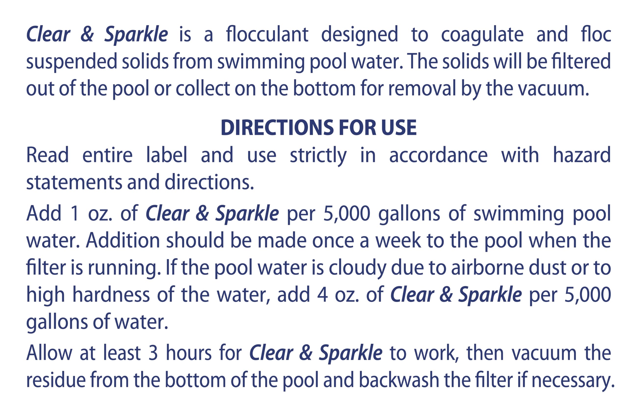 SpaChoice Pool Clarifier packaging with product details