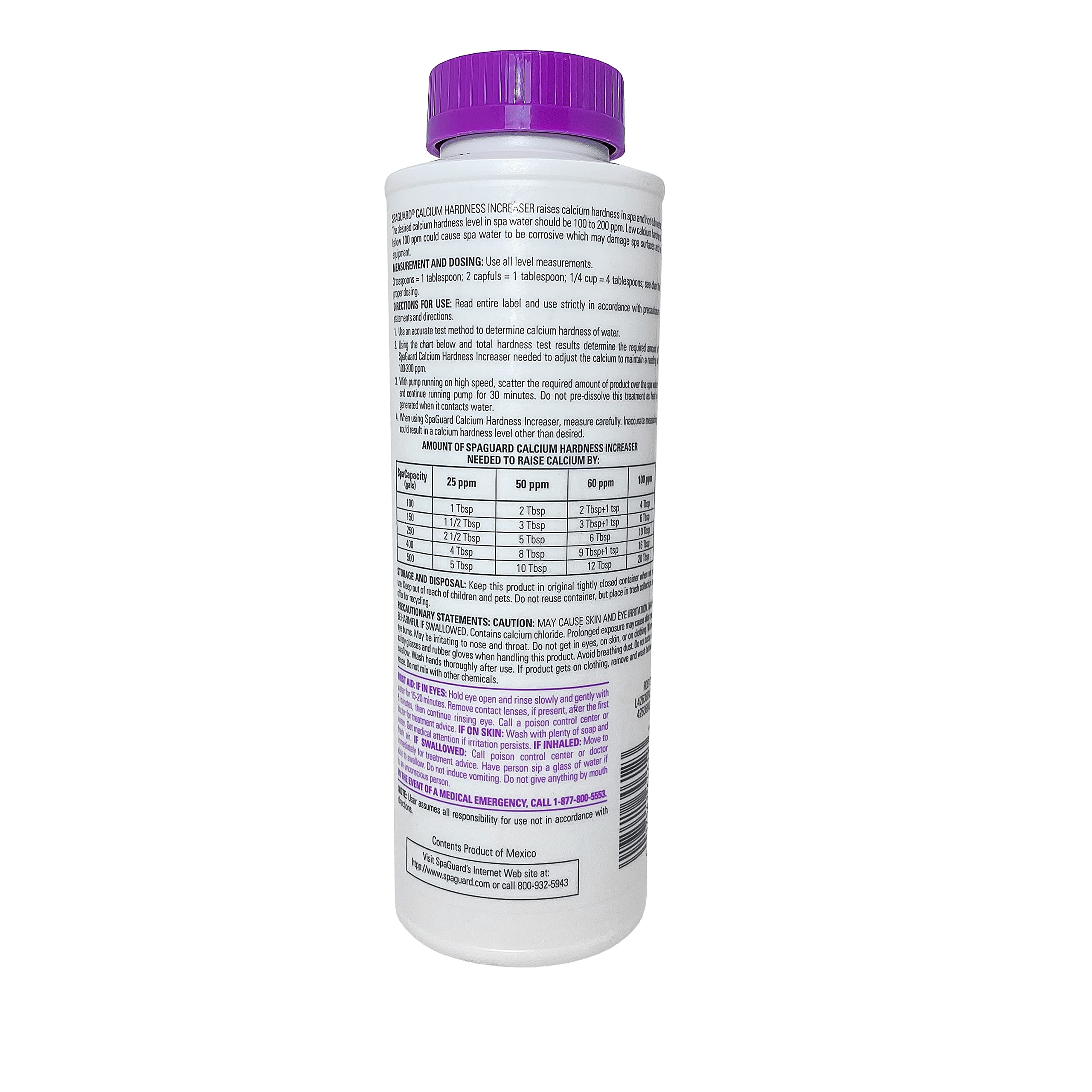 SpaGuard Calcium Hardness Increaser packaging side view