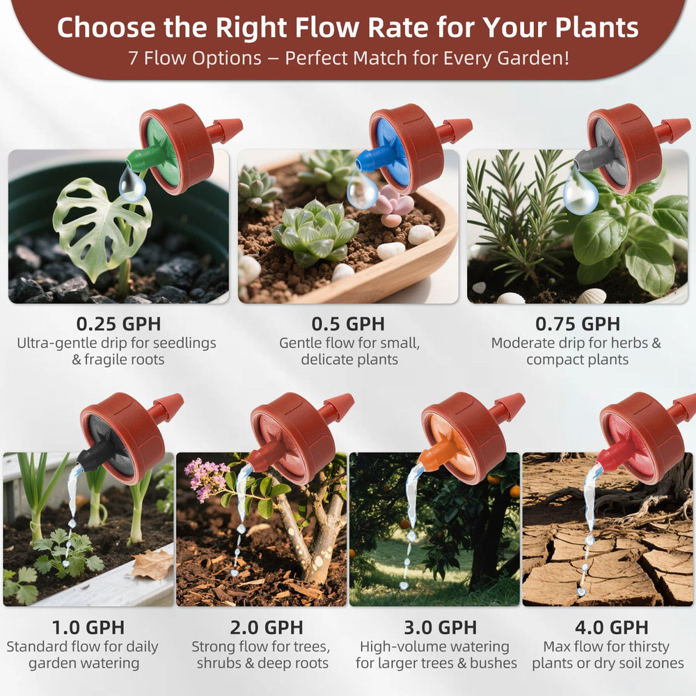 Spalolen drip emitters in garden setup