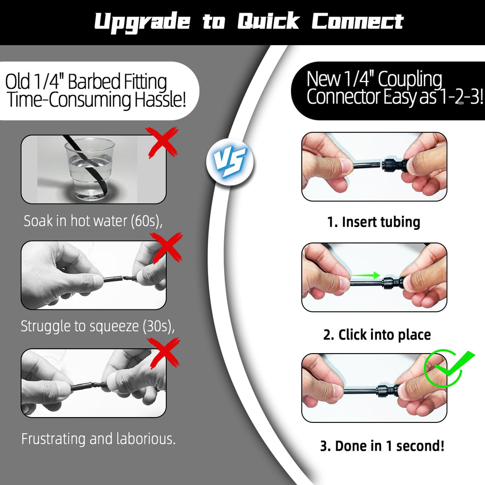 Spalolen quick connect 1/4 inch connectors close-up showing push-to-fit design