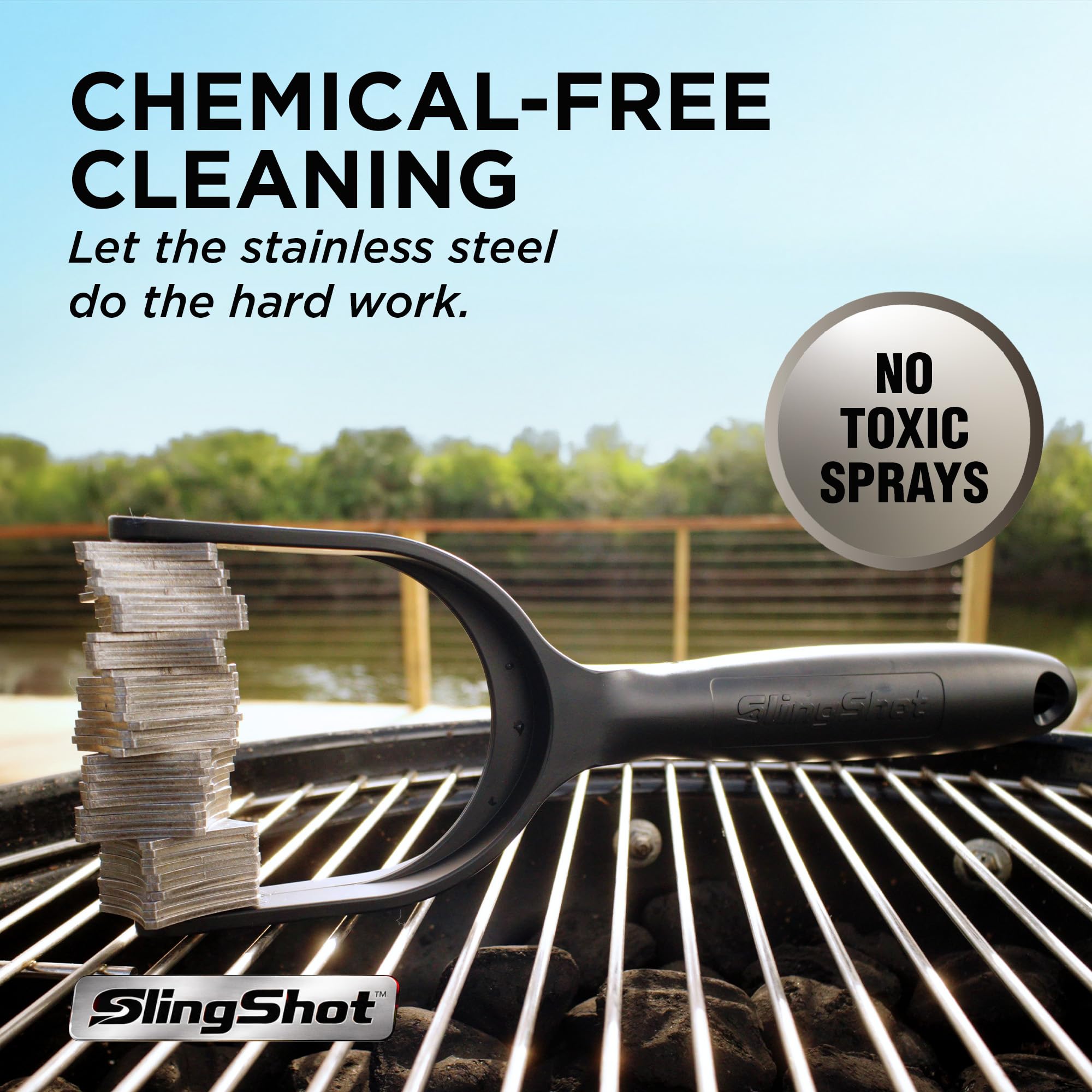 Spark Innovators Slingshot Grill Cleaner with stainless steel head