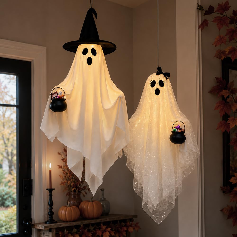 Sparkly tulle bow ghost with safety pin details