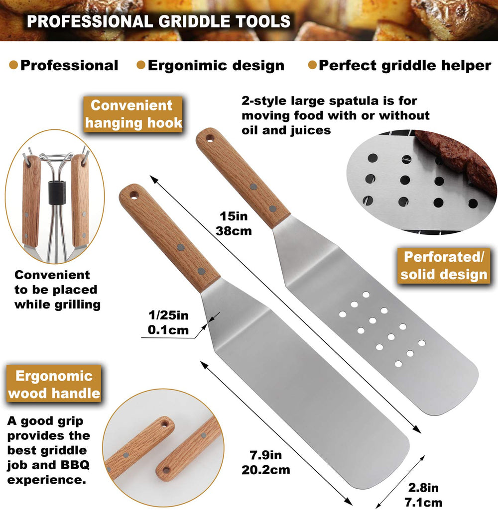 Spatulas and flipper from ROMANTICIST griddle accessories kit