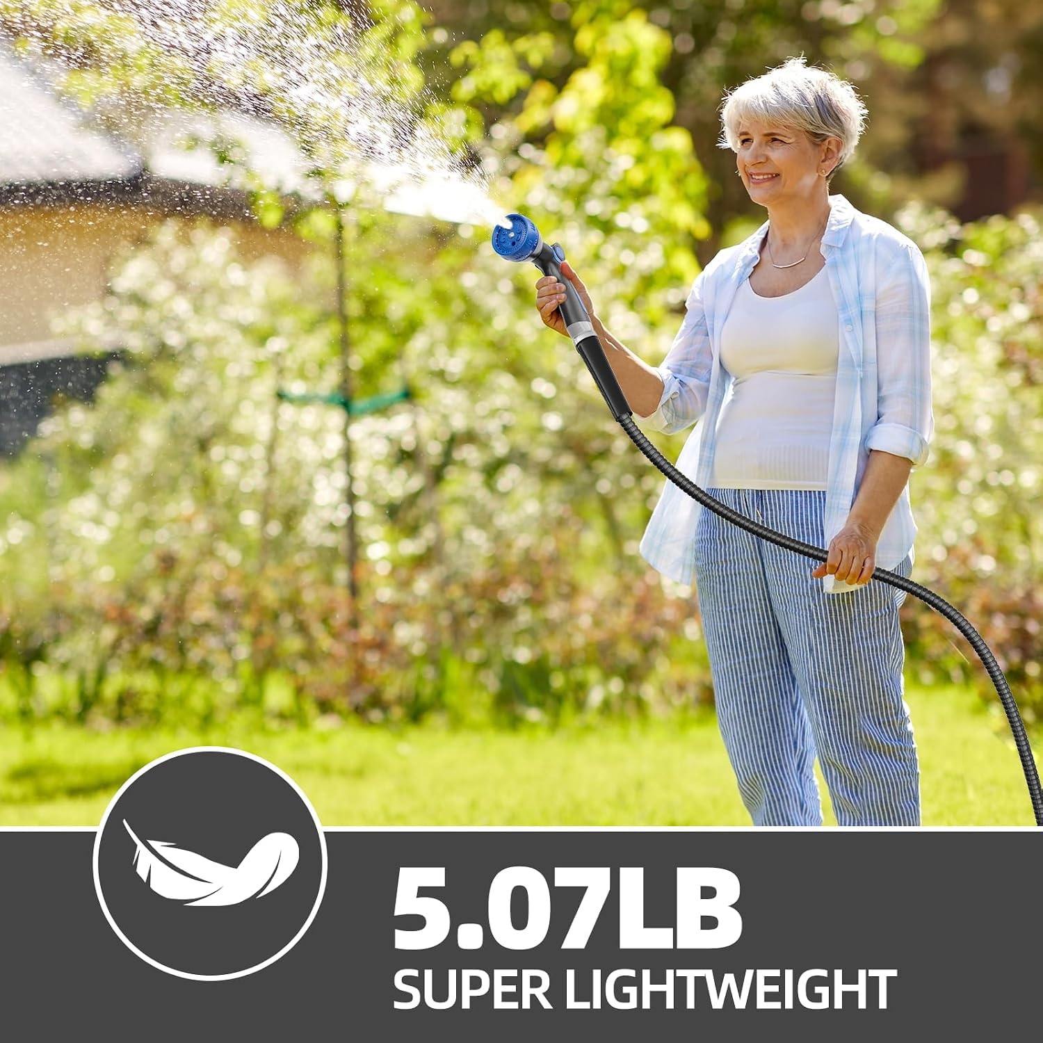 SPECILITE 75ft hose connected to a garden tap