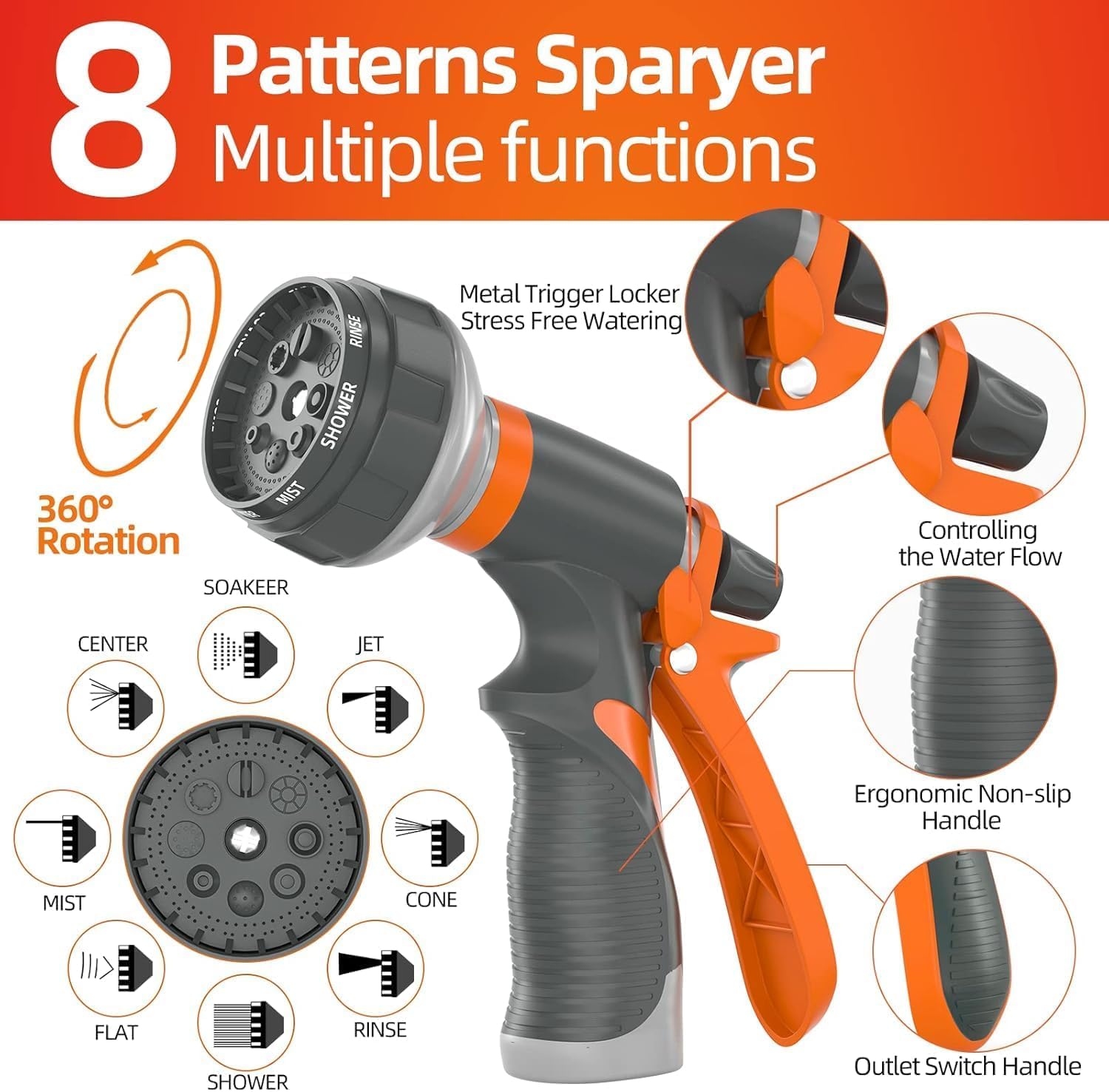 SPECILITE garden hose packed with hose sprayer nozzle