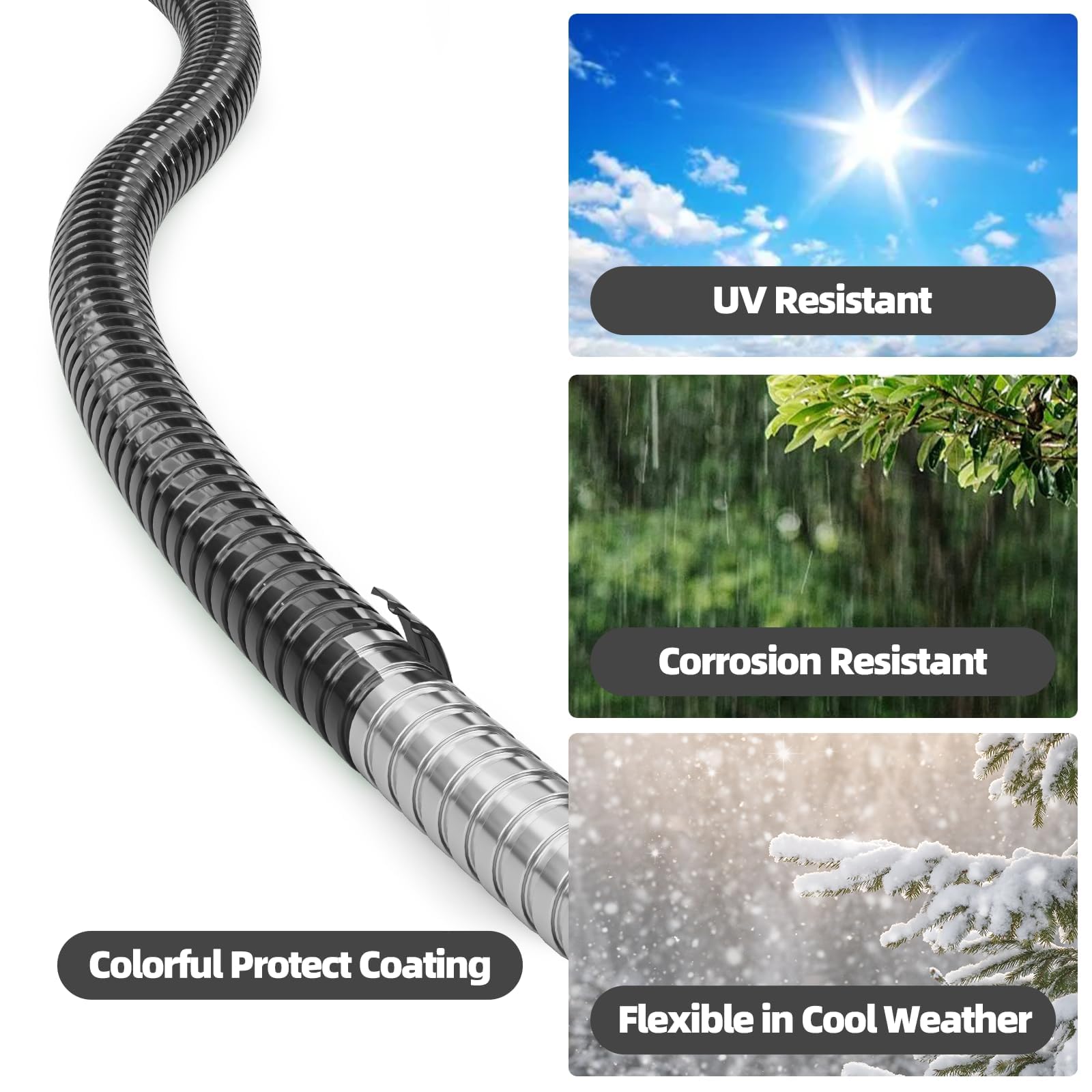 SPECILITE stainless steel hose coiled for easy storage