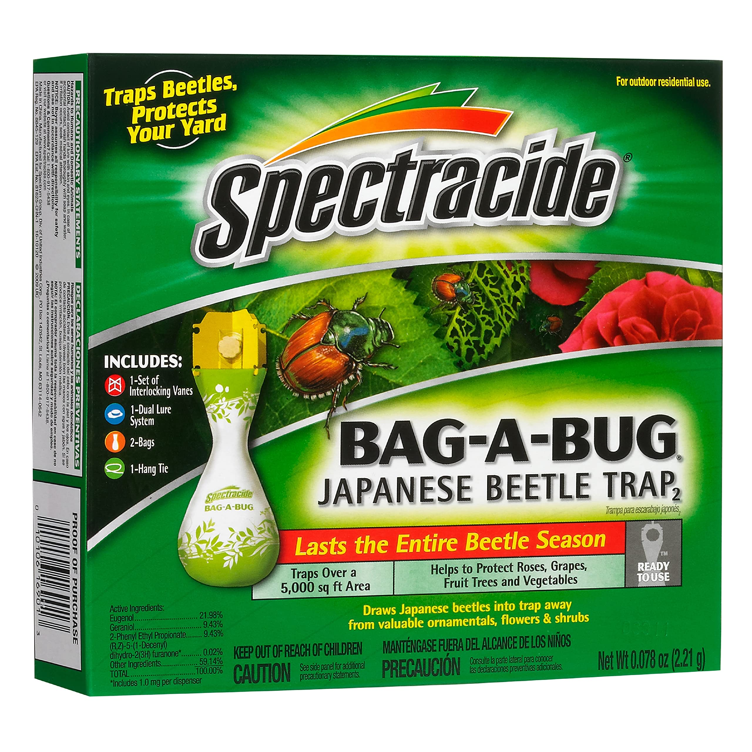 Spectracide Bag-A-Bug Japanese Beetle Trap front view with metallic finish