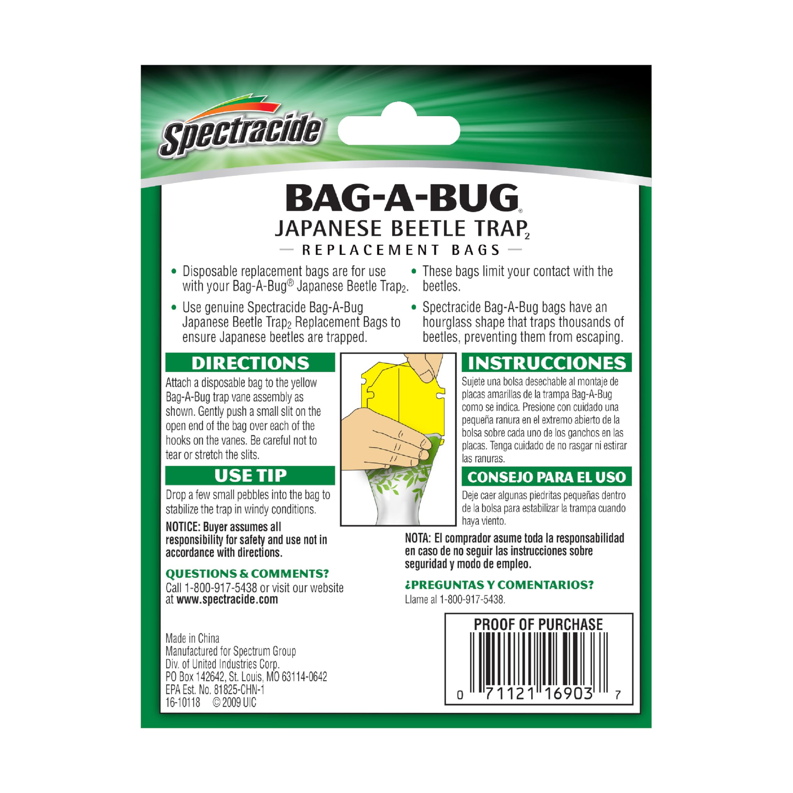 Spectracide Bag-A-Bug Replacement Bags beside the trap