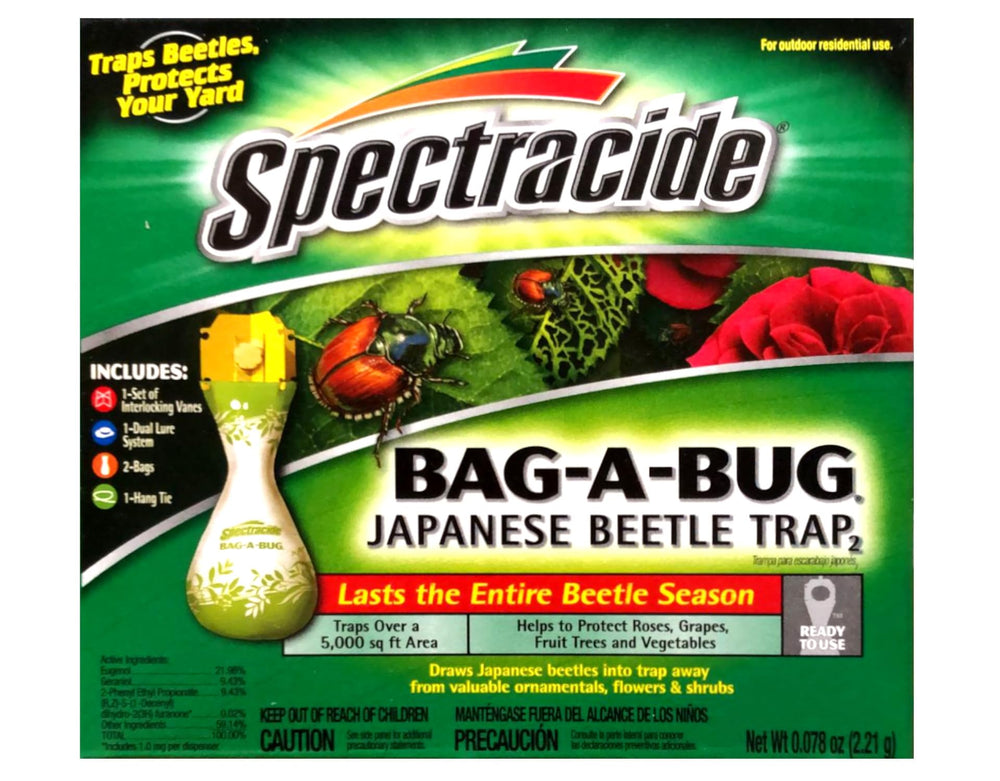 Spectracide Bag-A-Bug trap displayed in a sunny garden