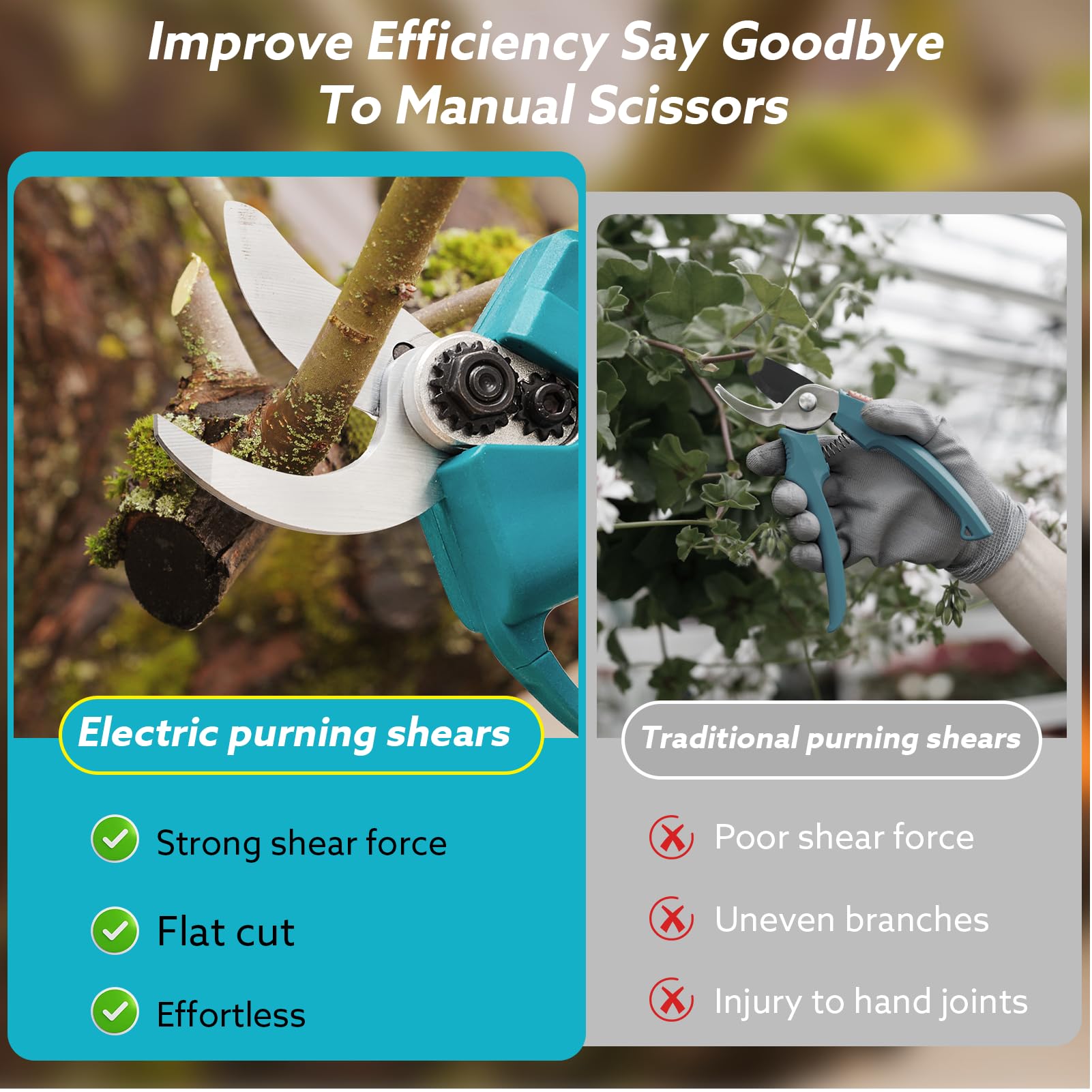 SPICIMOMO Electric Pruning Shears in use on garden branches