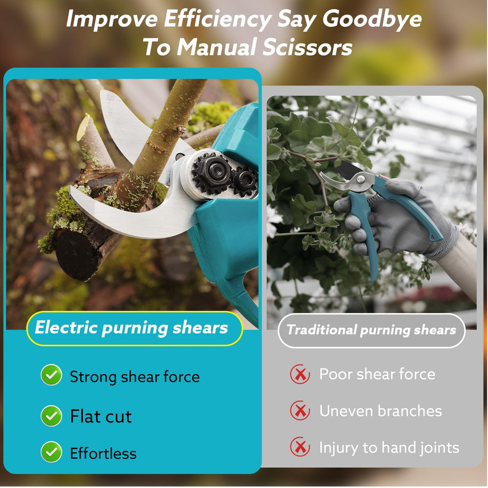 SPICIMOMO Electric Pruning Shears in use on garden branches