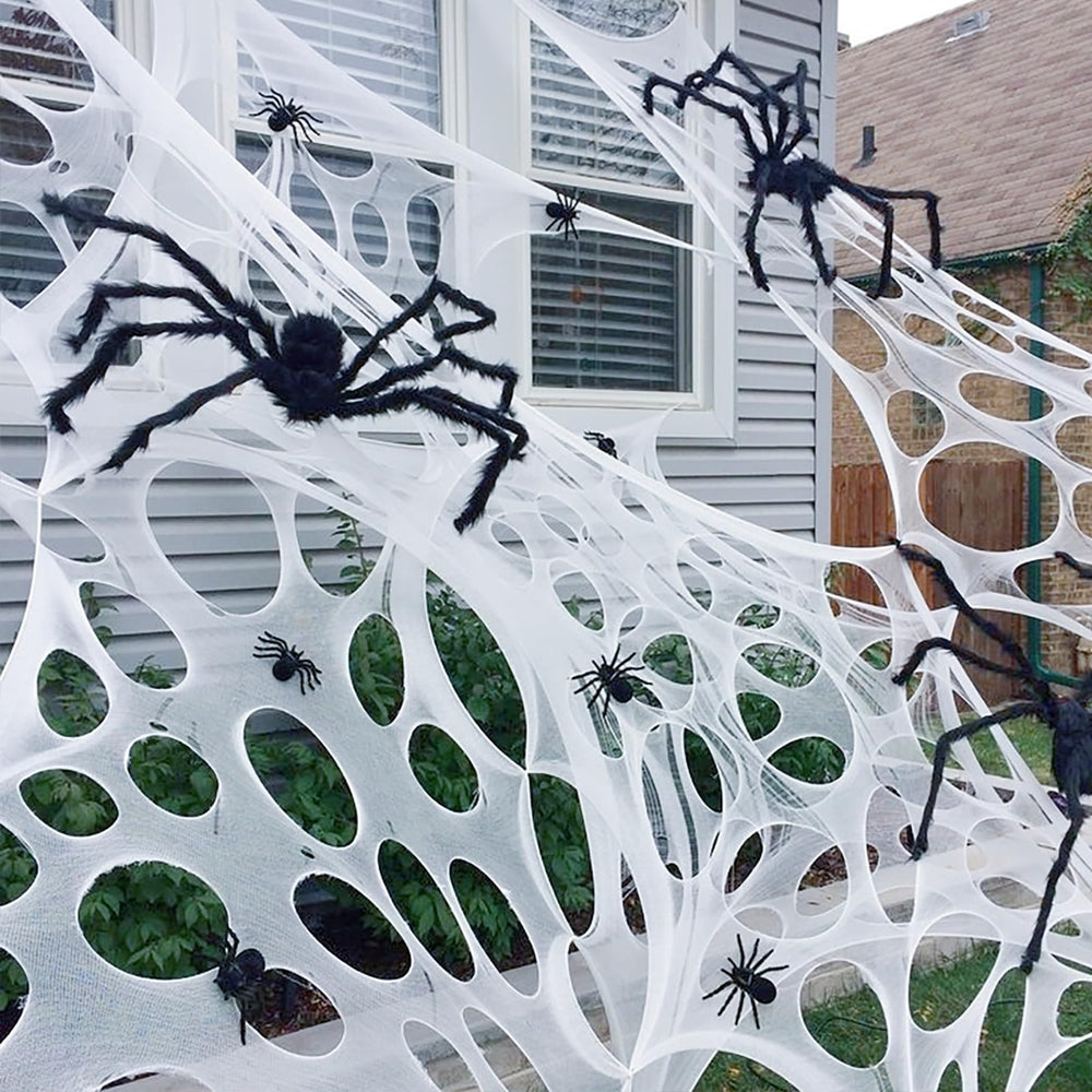 Spider web decoration used indoors over furniture