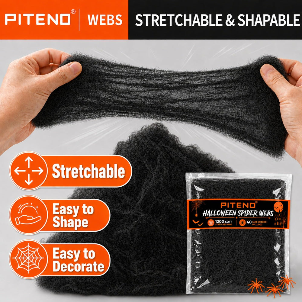 Spider web stretched across bushes for outdoor Halloween decor