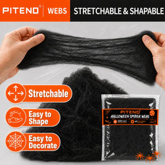 Spider web stretched across bushes for outdoor Halloween decor