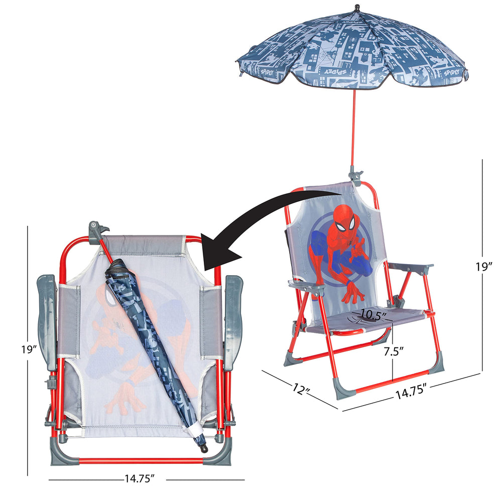 Spiderman Kids Beach Chair folded for storage