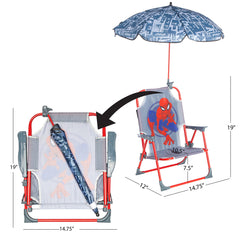 Spiderman Kids Beach Chair folded for storage