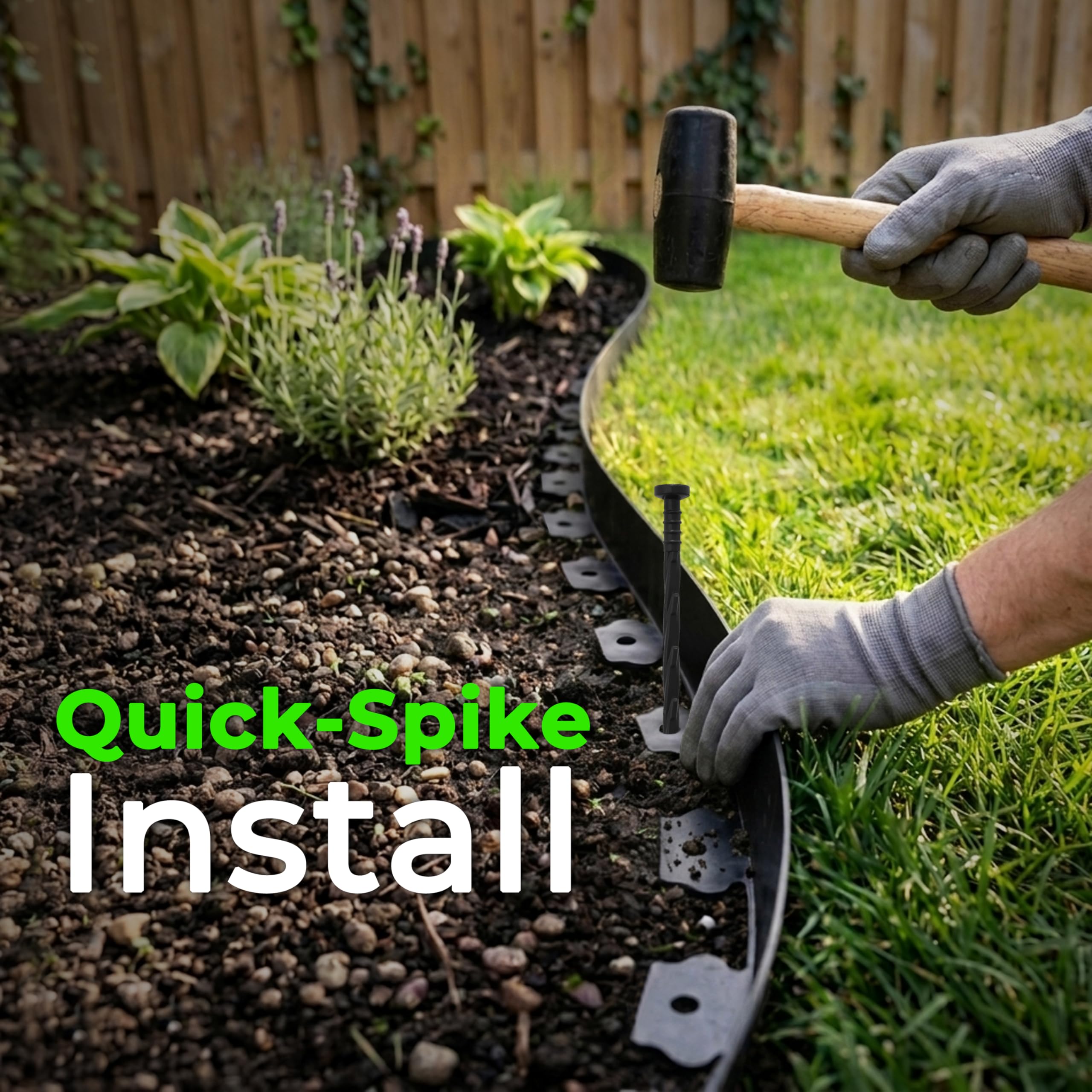 Spiral stakes included with Gardzen Landscape Edging Kit