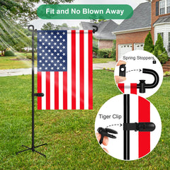 Spirepro Garden Flag Stand displaying a garden flag