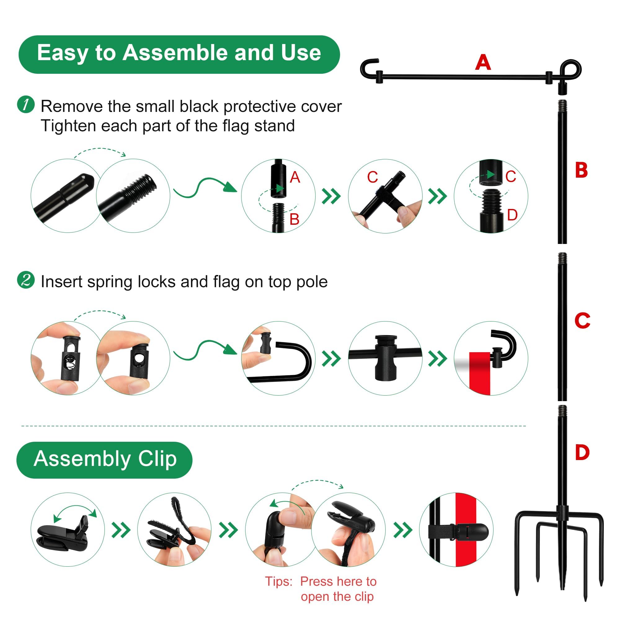 Spirepro Garden Flag Stand setup process instruction
