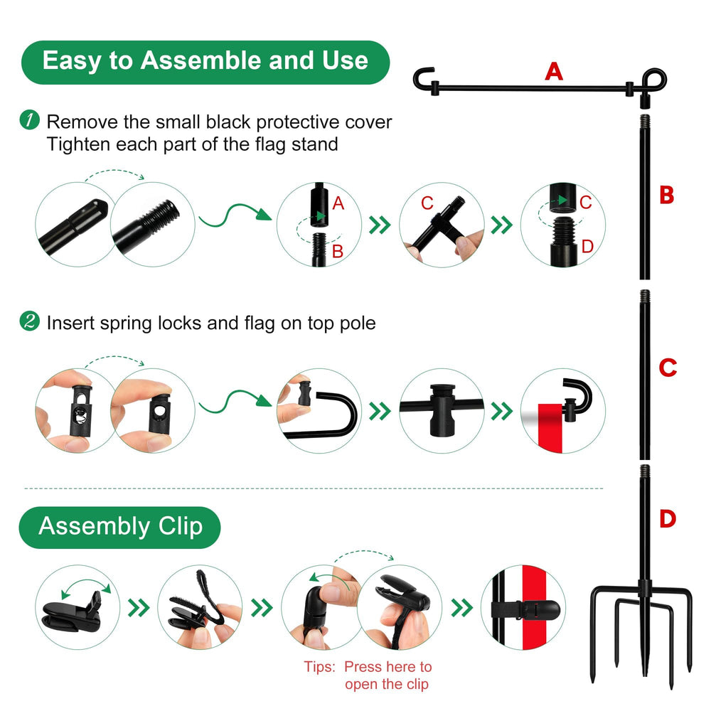 Spirepro Garden Flag Stand setup process instruction