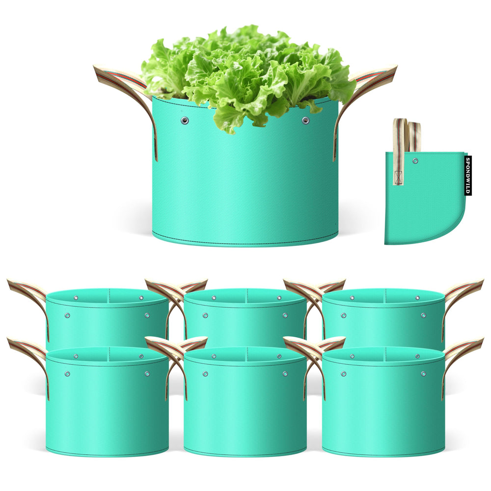SPONDWILD 20 Gallon Grow Bags set, green color, front view