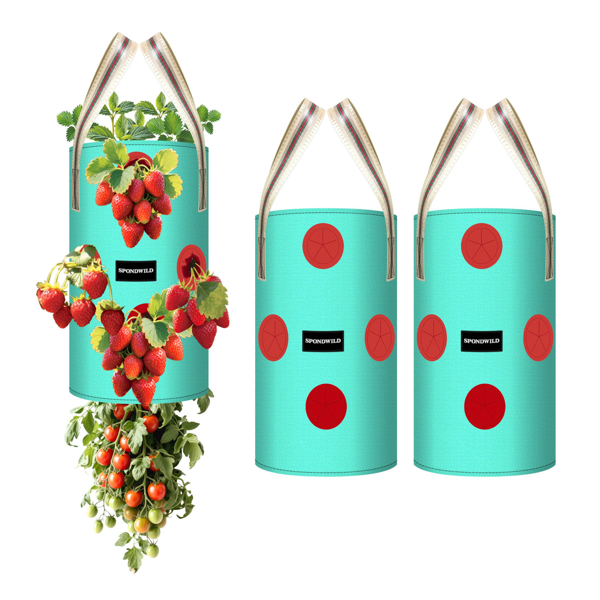 SPONDWILD 3 Gallon Hanging Strawberry Planter Bag, front view