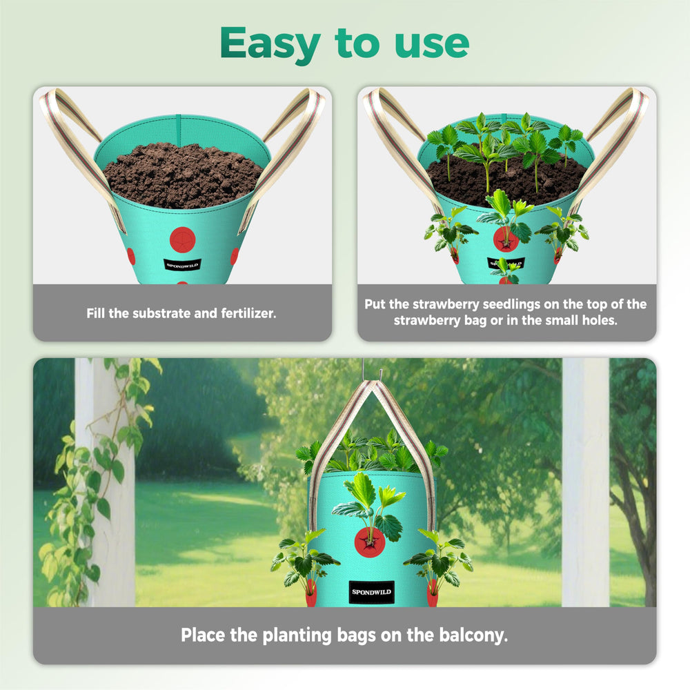 SPONDWILD 3 Pack of Hanging Planter Bags with tomatoes