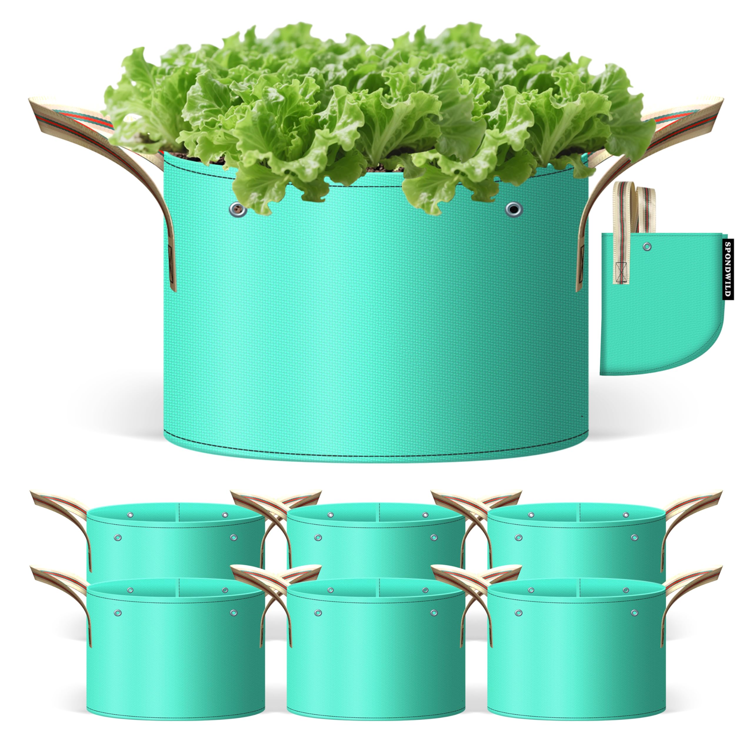 SPONDWILD 30 Gallon Grow Bag front view, green color