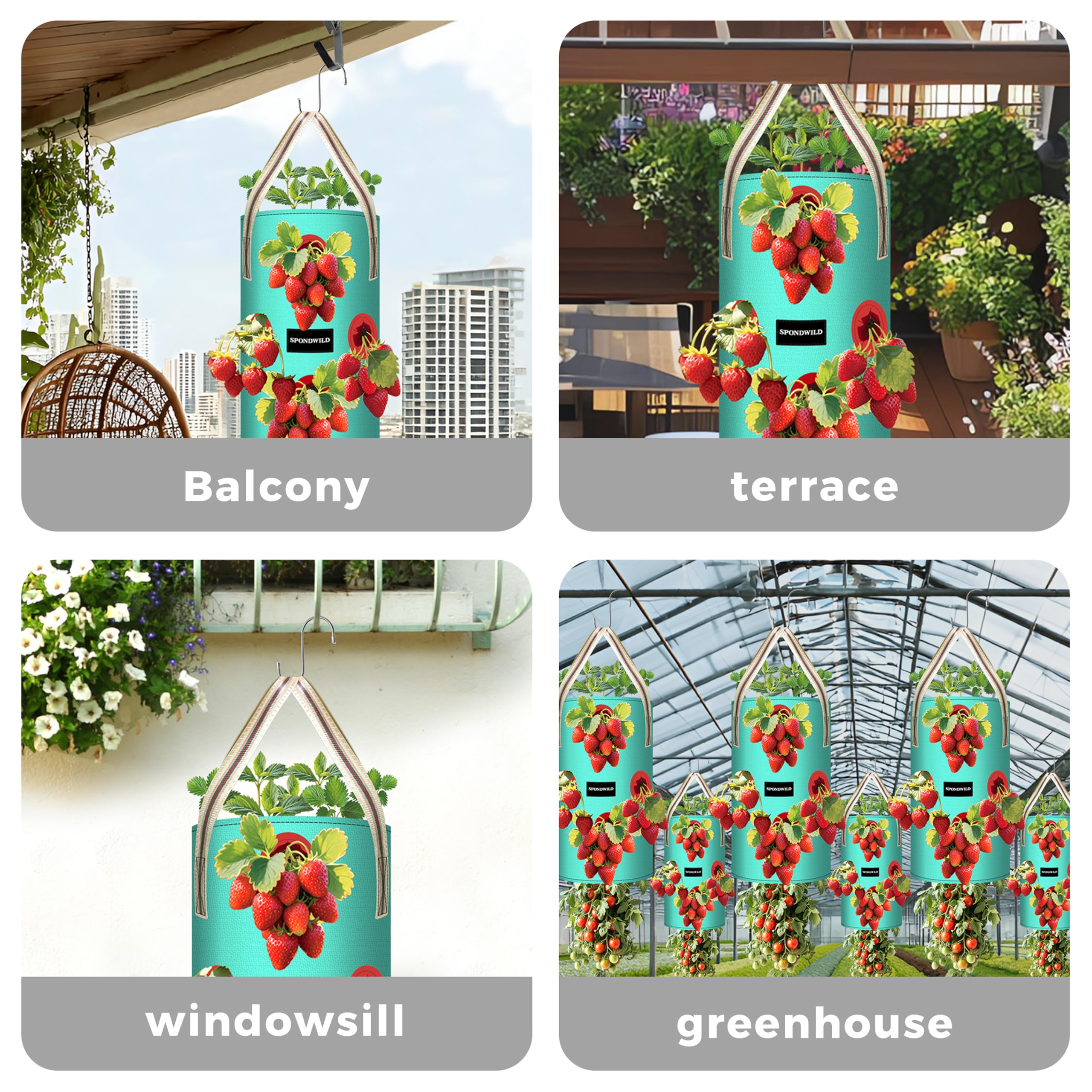 SPONDWILD Hanging Strawberry Planter Bags packaging