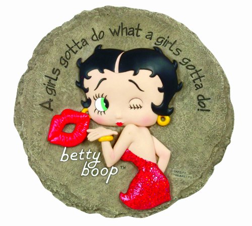 Spoontiques Betty Boop Stepping Stone in a garden setting