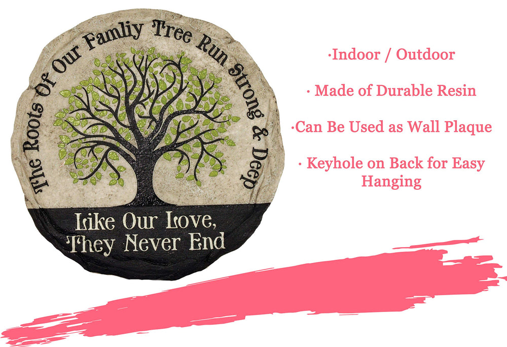 Spoontiques Family Tree Stepping Stone as wall plaque indoors