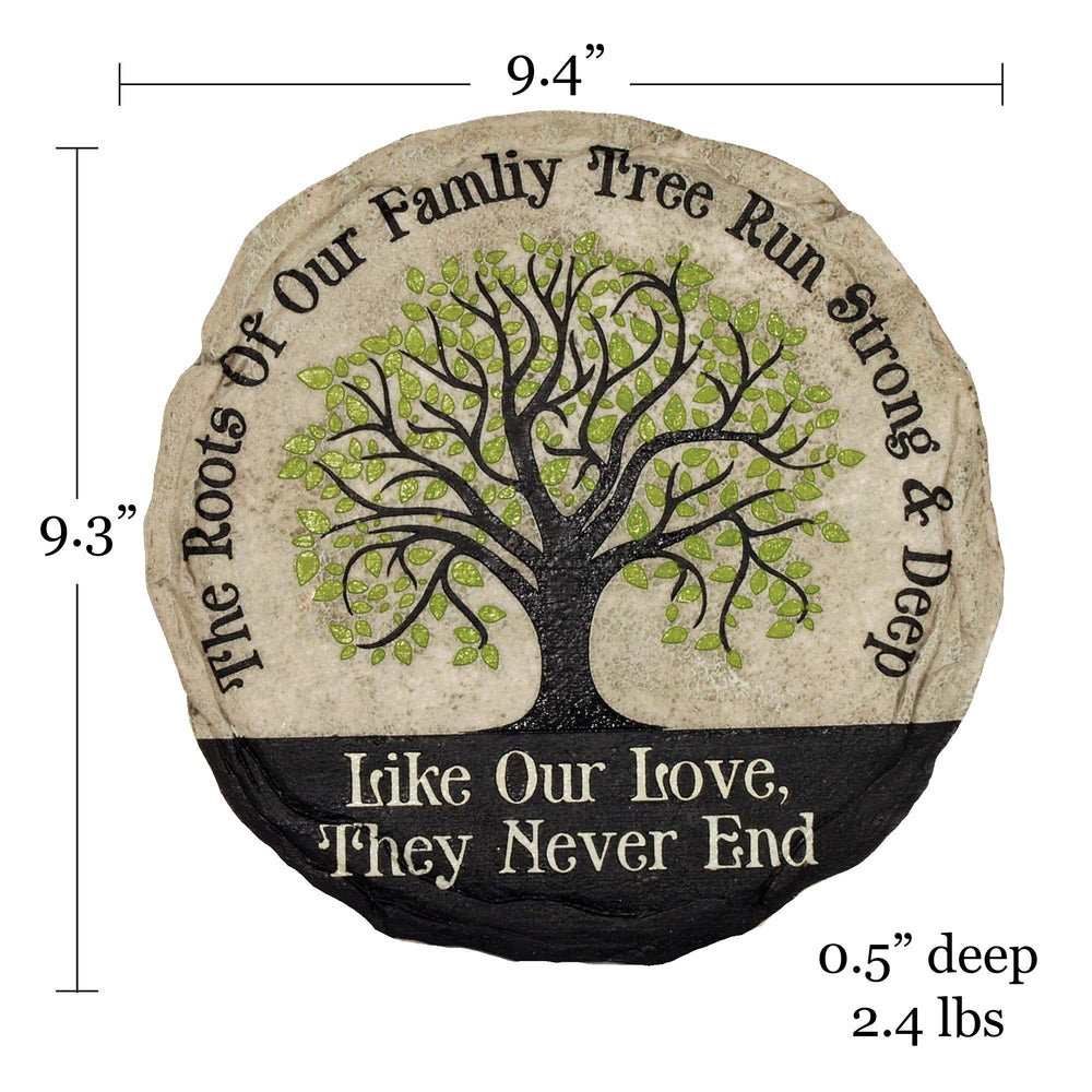Spoontiques Family Tree Stepping Stone displayed in a garden